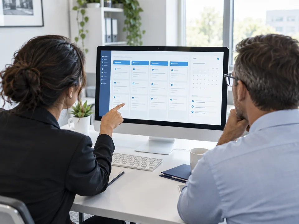 Illustrative business team reviewing a CRM opportunity pipeline
