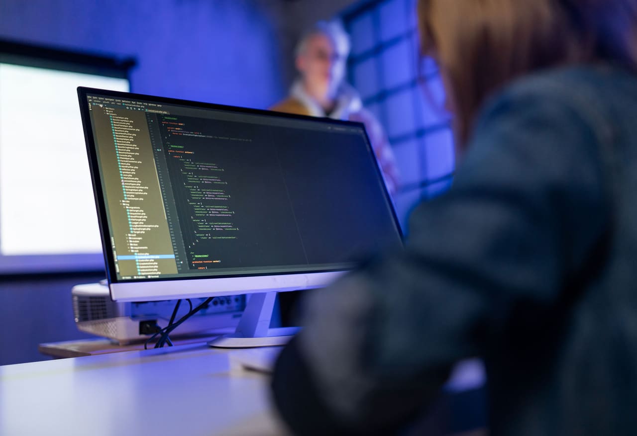 Developer working on business software