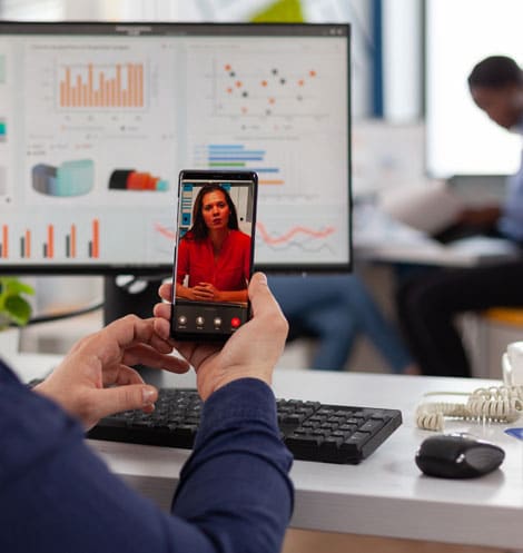 Business team using modern communications technology